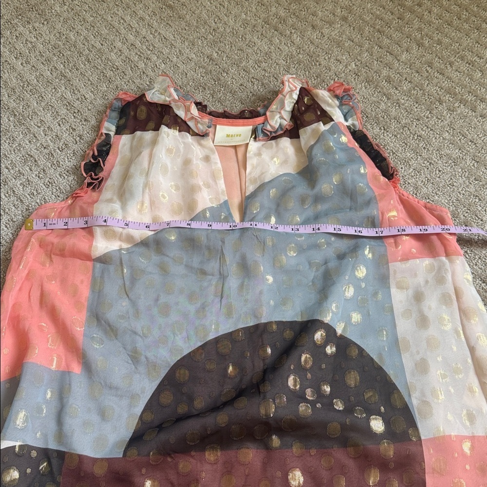 Maeve by Anthropologie Sheer Ruffle Neck Polka Dot Sleeveless Top - Picture 5 of 9